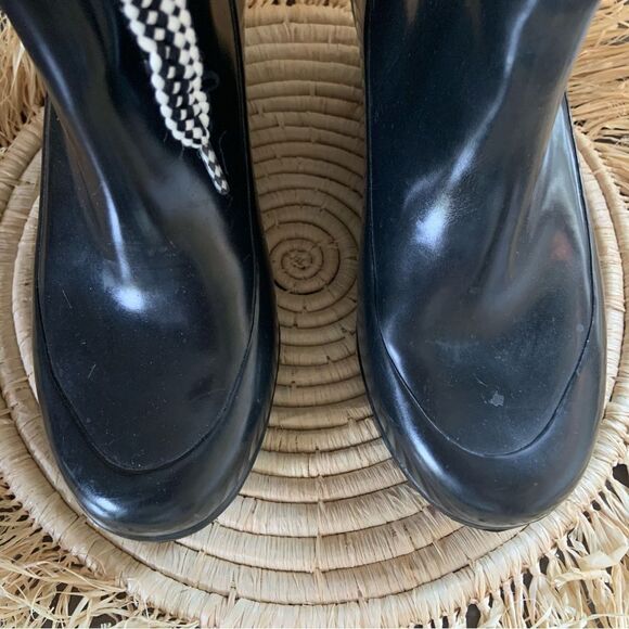 SPERRY Women’s Mid Calf Lace Fold Over Wedge Waterproof Rain Boots Black Size 7 - Picture 5 of 16